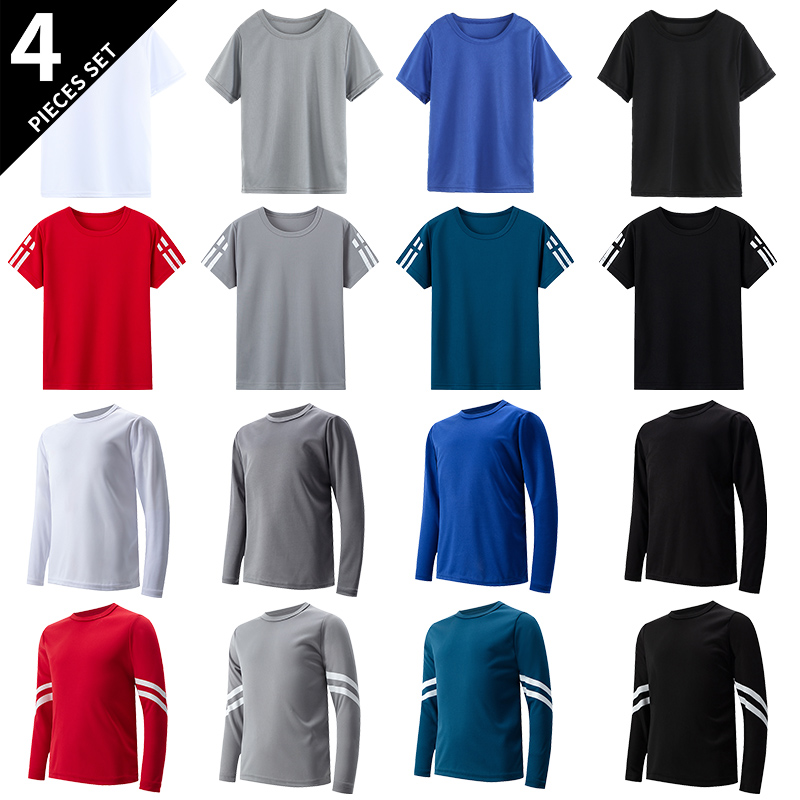 4/1 szt. Dziecięca szybkoschnąca koszulka sportowa Chłopięcy trening rekreacyjny Mieszane kolory Kombinacja z długimi rękawami Dziewczęta Outdoor Joker T-