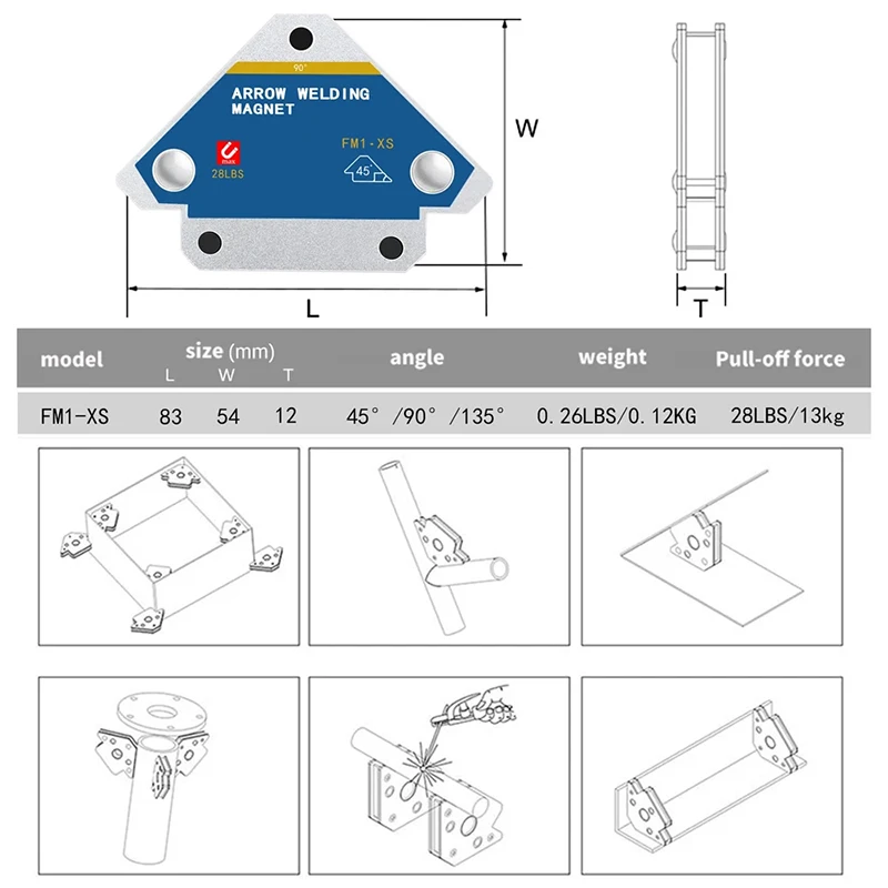 4pcs Magnetic Welding Fixer 45° 90° 135° Multi-angle Magnet Weld Positioner Ferrite Auxiliary Locator Tools