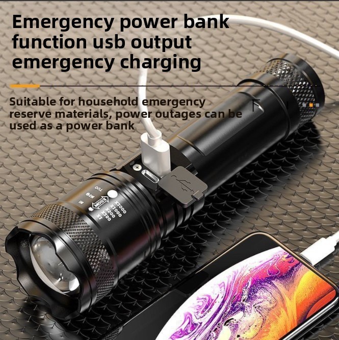 Rechargeable LED Flashlight Zoomable Torch with LCD Display 3 Modes Waterproof High Power Hand Light Outdoor Wilderness Camping