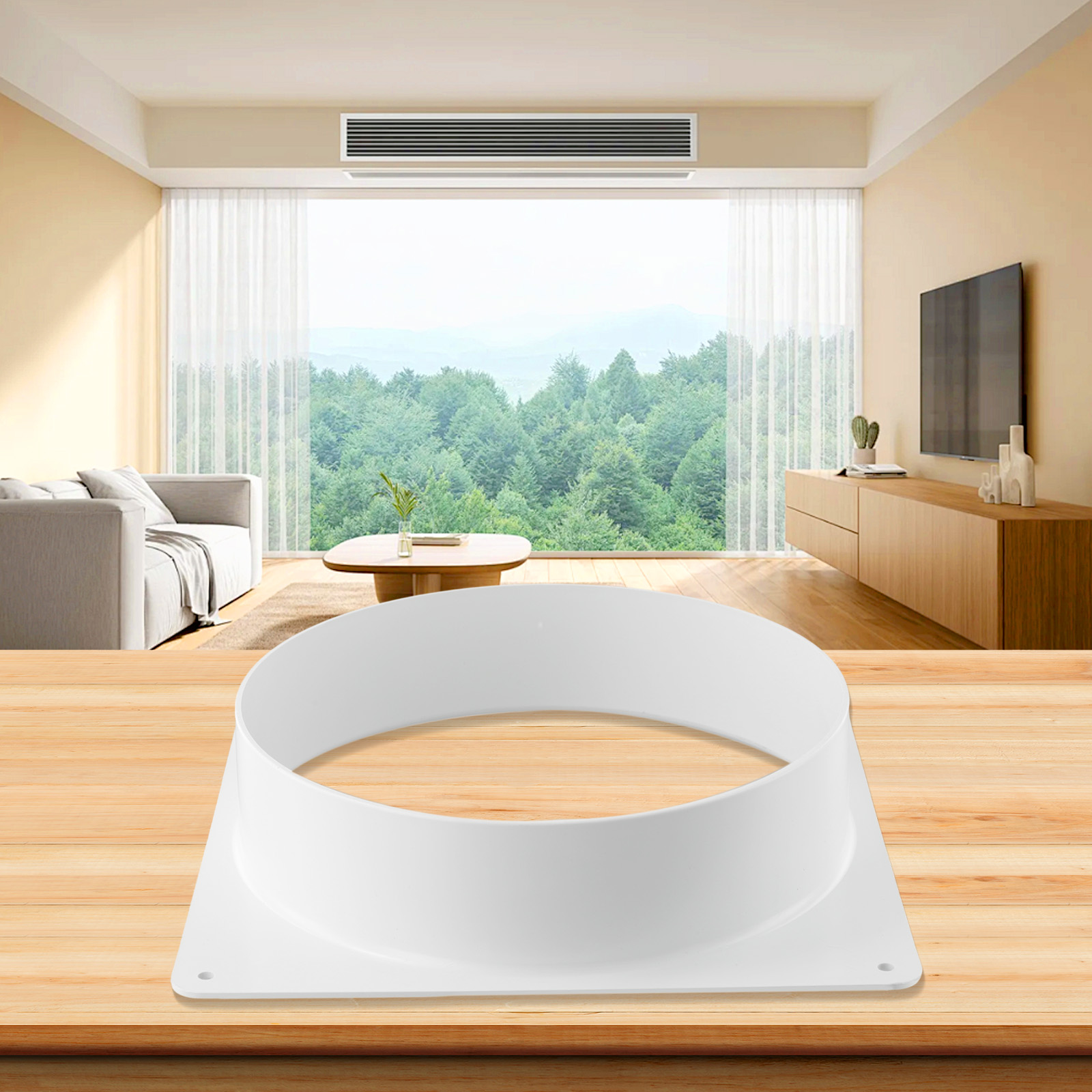 Conector de duto de ventilação de ar branco, flange, tubo de ventilação reto, ferramentas de duto inferior quadrado para duto de ventilação de ar, fácil instalação