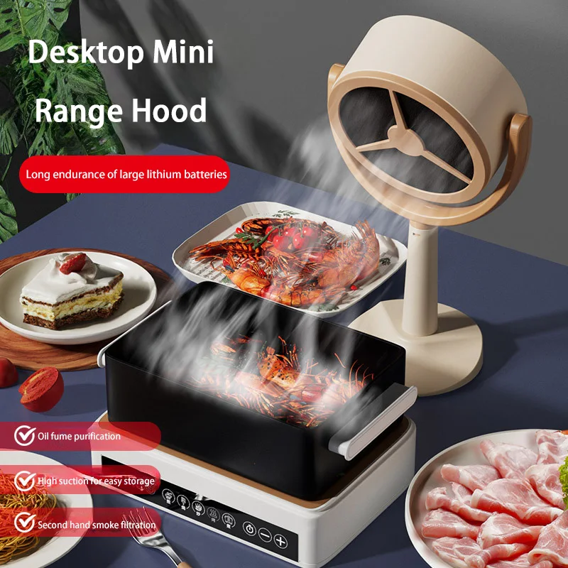 Mini Afzuigkap Afzuigkap Draagbare USB Opladen Desktop Afzuigkap Verstelbare Hoek voor BBQ Hot Pot Keukenapparatuur
