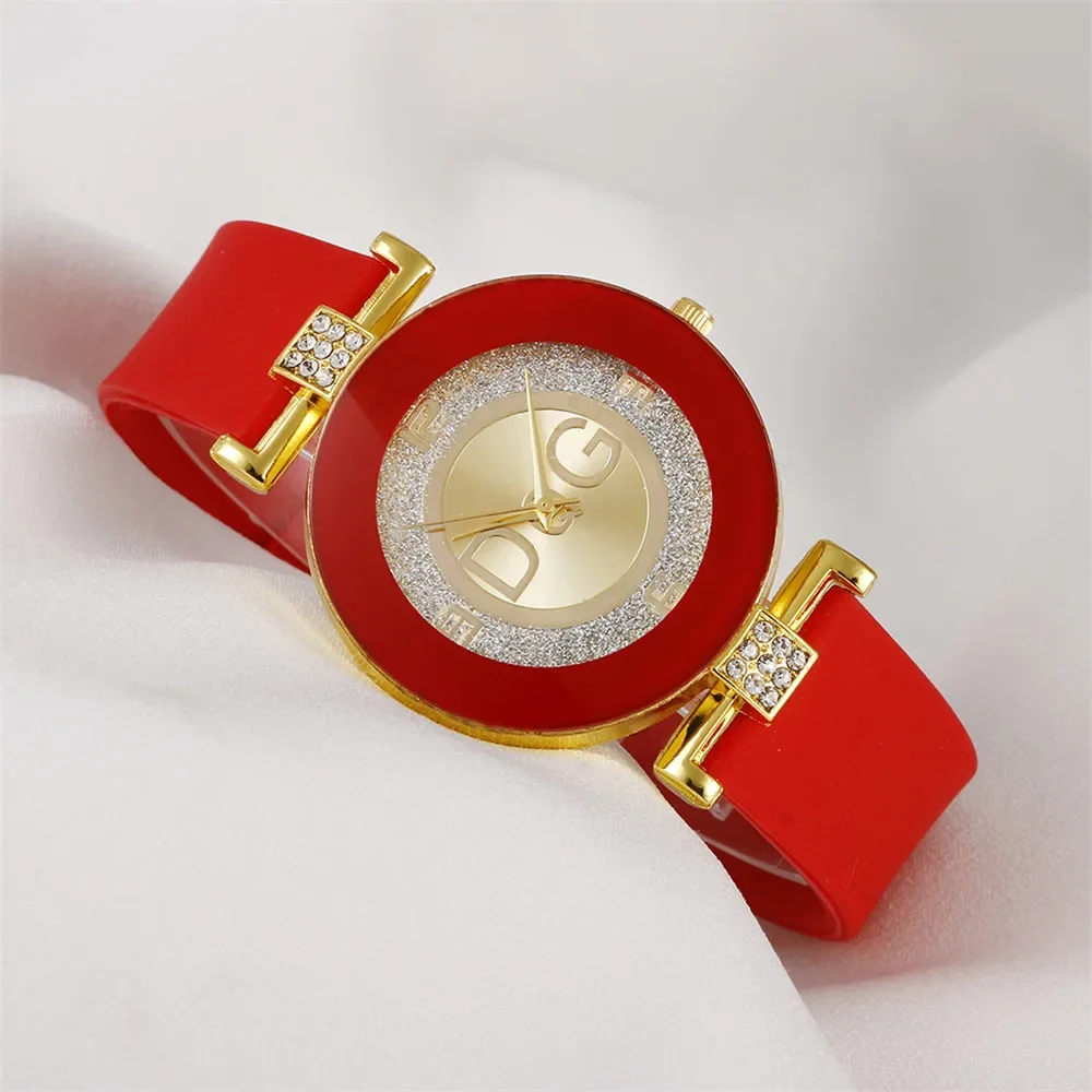Simple สีดําสีขาวควอตซ์นาฬิกาผู้หญิงออกแบบซิลิโคนนาฬิกาข้อมือ Big Dial ผู้หญิงแฟชั่นนาฬิกา 2024