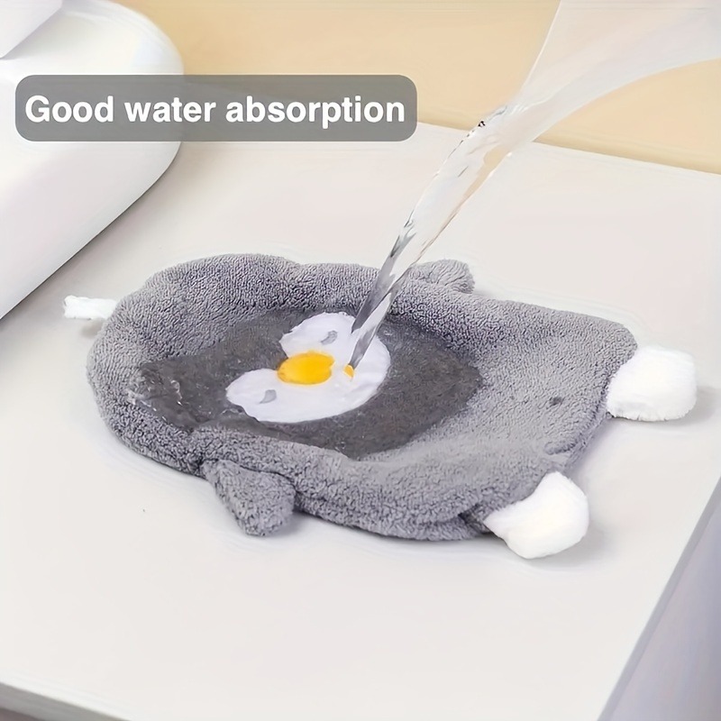 Serviette à main pingouin en velours de corail, joli ménage, toilettes, cuisine, peut accrocher, épaisse, absorbante, lavable