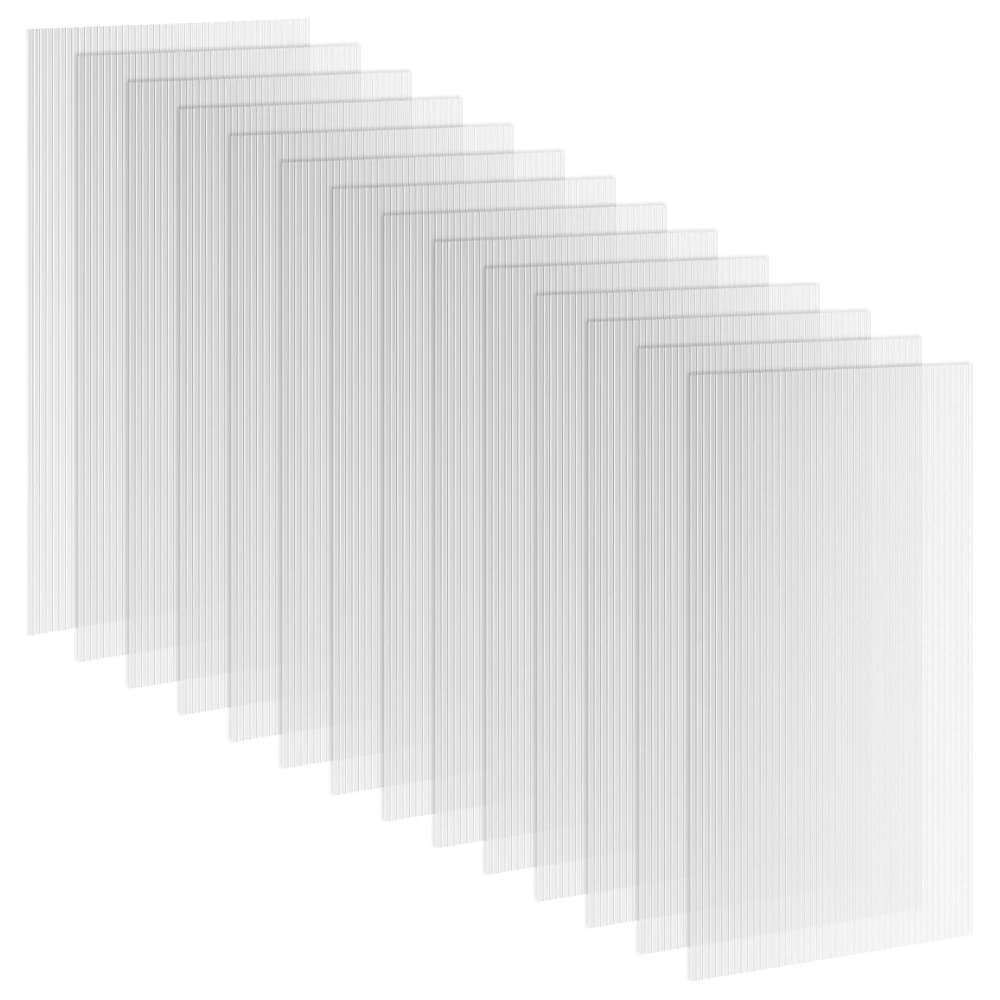 Clear Polycarbonate Twin Wall Roofing Sheets 14 Pieces 121x61x04cm Greenhouse Panels Waterproof UV Protection 10m² Replacement