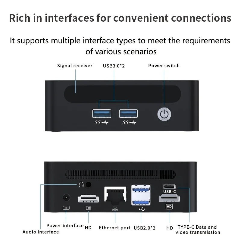 Genmachine AMD Ryzen7 5700U 5800H 5800U 5825U 5900HX Mini PC Computer Windows 11 Ryzen Gaming Pc Dual LAN WIFI6 BT 5.2 DDR4