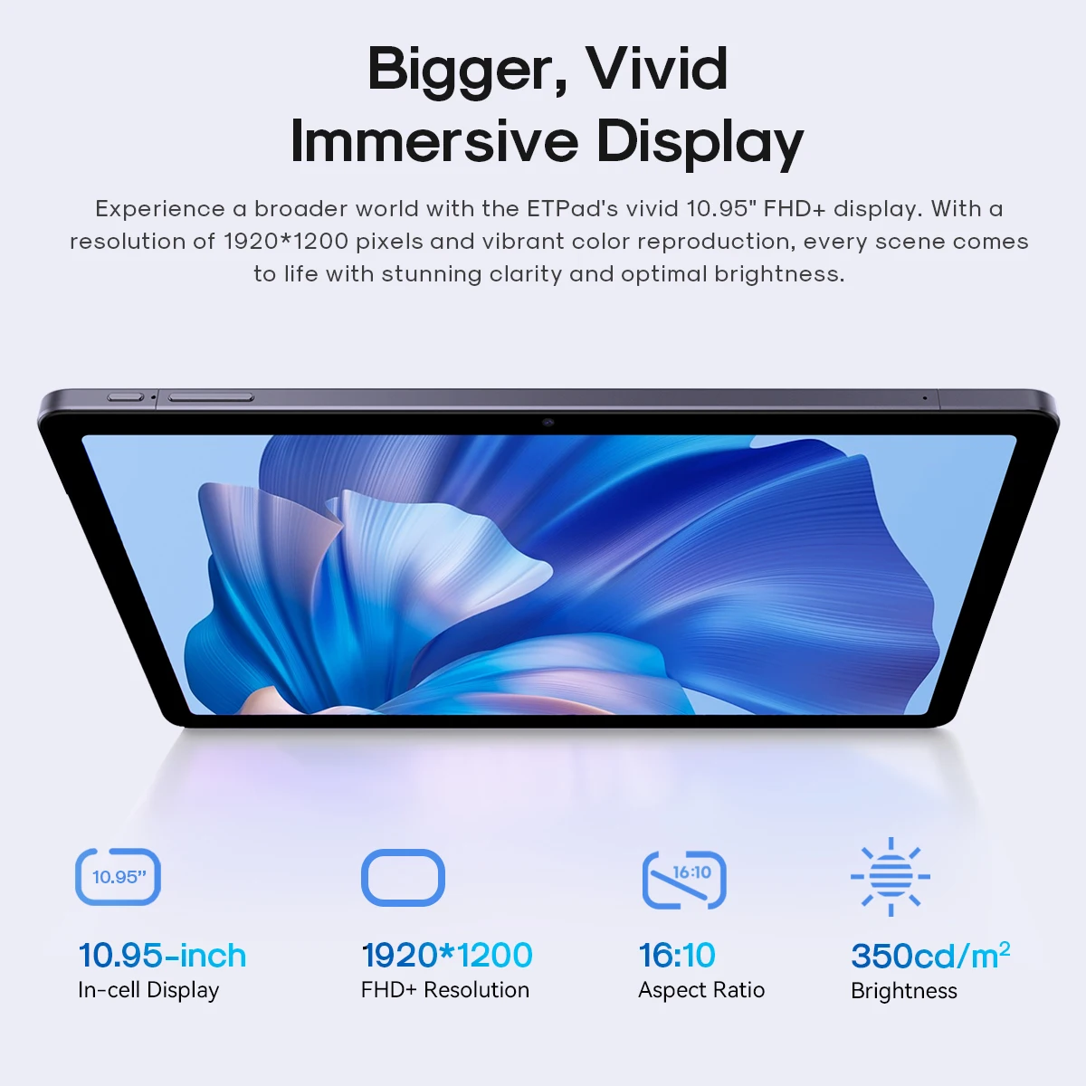CHUWI Tablet AuPad Android 14 Tablets 10.95" FHD+2K Display Snapdragon 685 8GB RAM 128GB ROM 13MP AF Rear 7000mAh 18W 4G LTE Tab