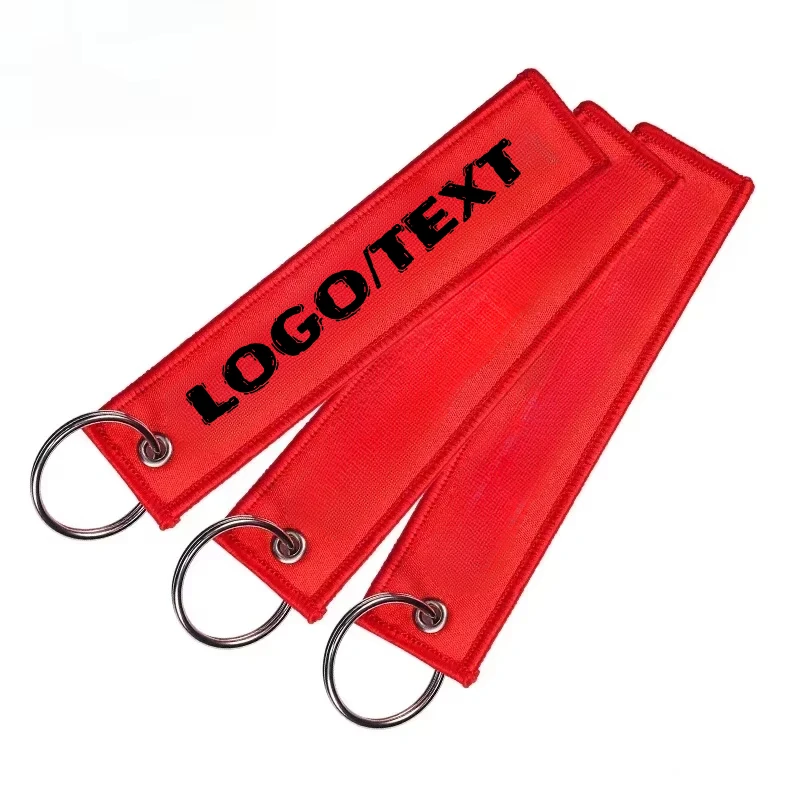 Aangepaste logo luchtvaart tas lint sleutelhanger afdrukken naam nummer motorfiets borduurwerk singelband sleutelhanger personaliseer sleutelhanger riem