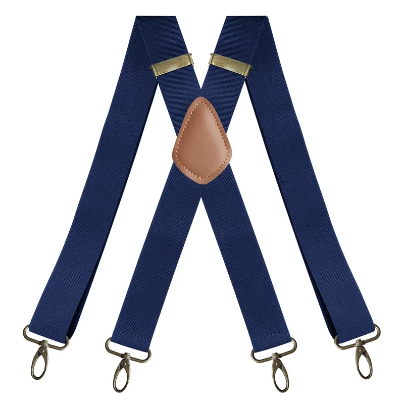 Vintage Suspenders สําหรับชาย Heavy Duty ใหญ่สูง 3.5 ซม.X-Shape 4 Snap Hooks ปรับยืดหยุ่นวงเล็บกางเกงงานแต่งงาน