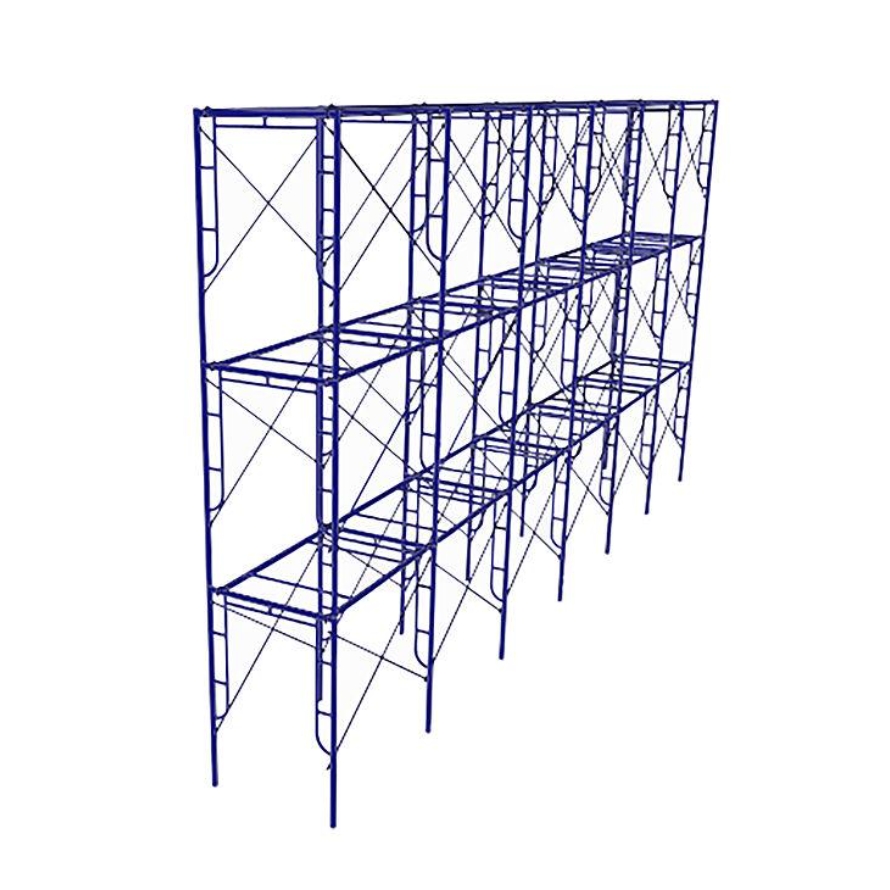 Леса из оцинкованной стали в сочетании с фасадовыми лесами. Прочная усиленная высокопрочная грузоподъемность.