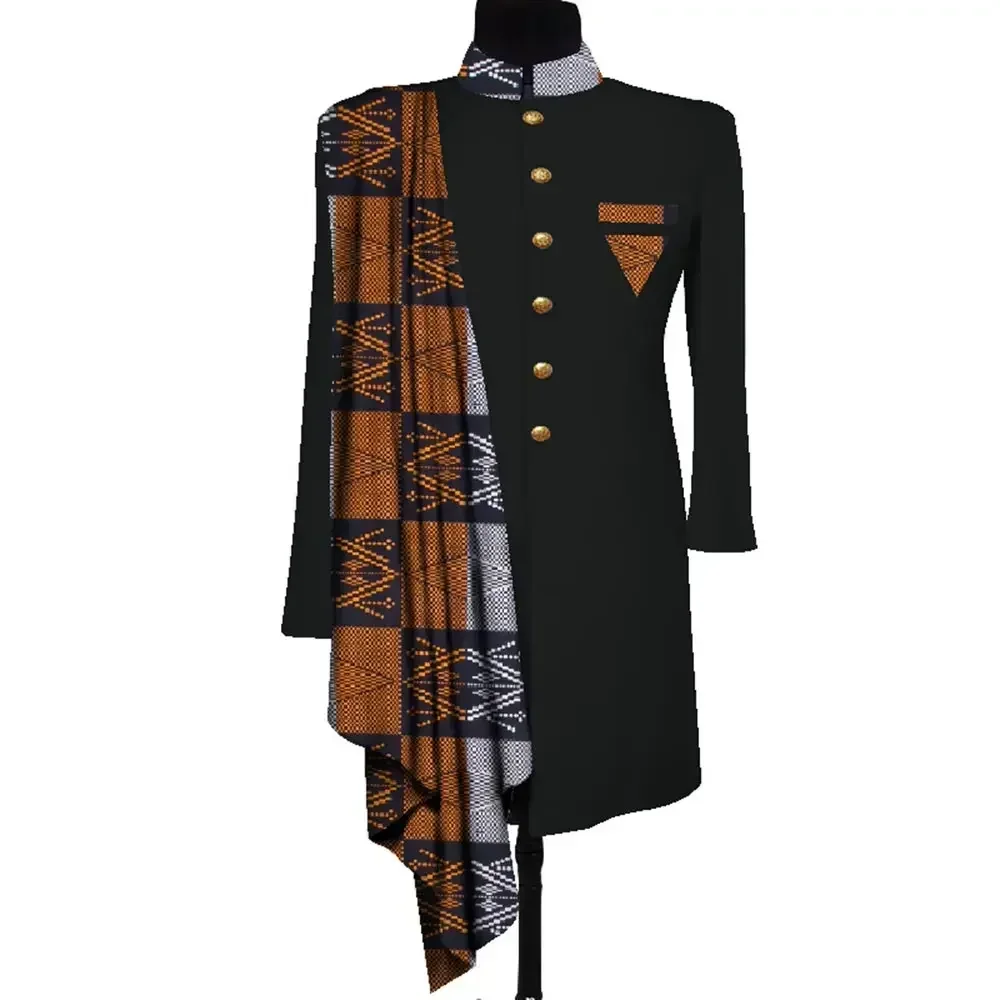 Afrikanische Männer Mantel Langarm Männer Kleidung Anzug Jacke Dashiki Tops Mantel Drucken Patchwork Blazer Hochzeit Kleid Anzug Hemd WYN1055