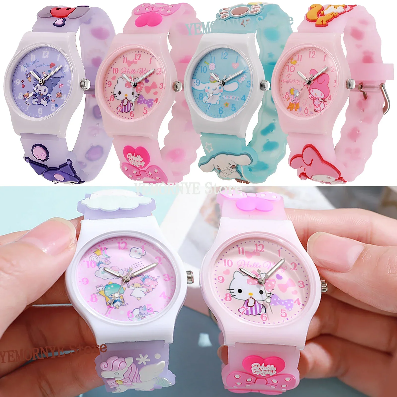 Kawaii élève Anime enfants montre 3D étudiant bracelet en gel de silice montre à quartz