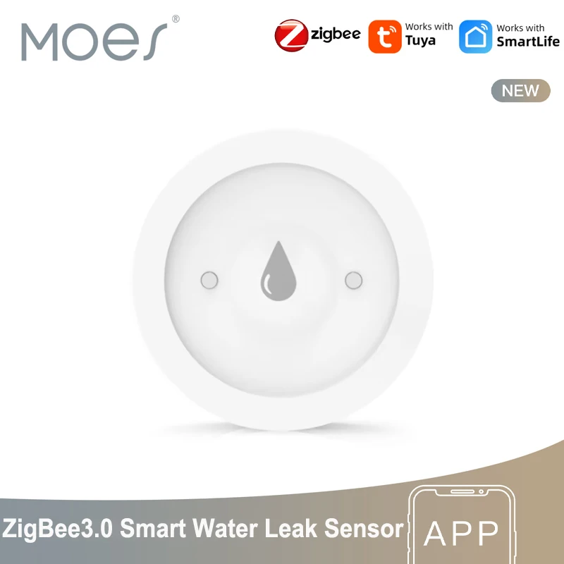 MOES Tuya ZigBee 3.0 Умный детектор утечки воды, датчик затопления и погружения, сигнализация в реальном времени, уведомление приложения Smart Life