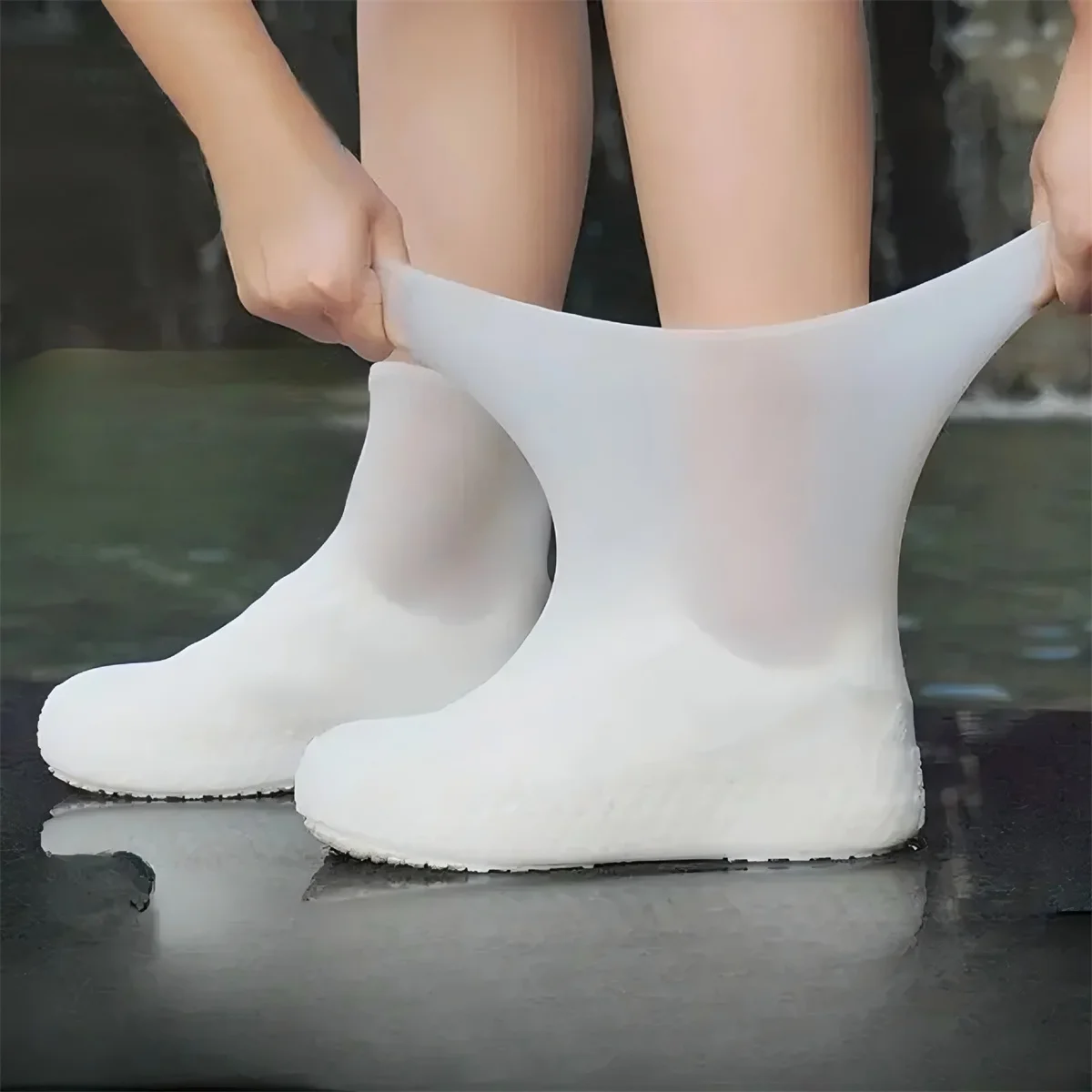 1 คู่ยาง Rain BOOT Overshoes สําหรับกลางแจ้ง,ซิลิโคนกันน้ํารองเท้า,วันฝนตกรองเท้า,Reusable Non-SLIP Rain