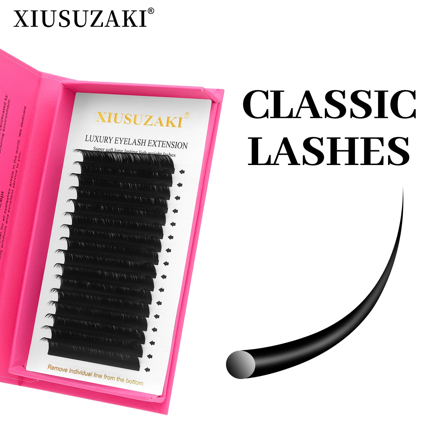 Extensiones de pestañas individuales clásicas XIUSUZAKI, extensiones de pestañas de volumen clásicas negras mate suaves, proveedor al por mayor