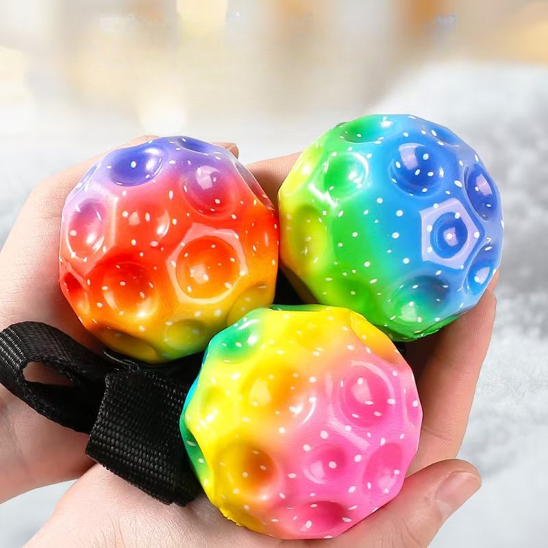 Brinquedo de descompressão de alta elasticidade, buraco da lua, corda de pulso, espuma, bola esportiva ao ar livre, presente para crianças e adultos