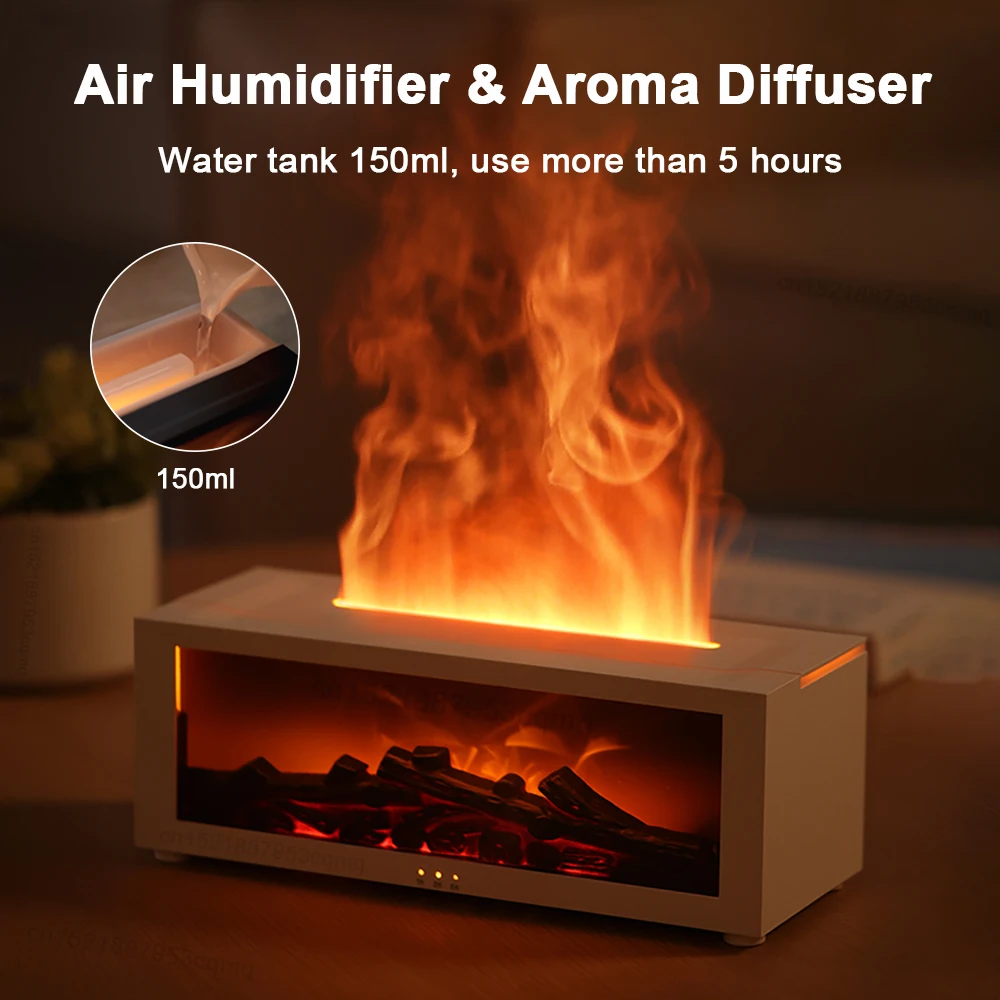 Aroma-luchtbevochtiger Vlam etherische olie-diffuser Luchtbevochtiger Aromatherapie geurverspreider met RGB-licht en afstandsbediening