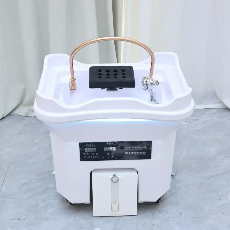 Nova cabeça spa cama shampoo cadeira circulação de água cabeça modo terapia tanque de água residual embutido com máquina fumigação vapor beleza