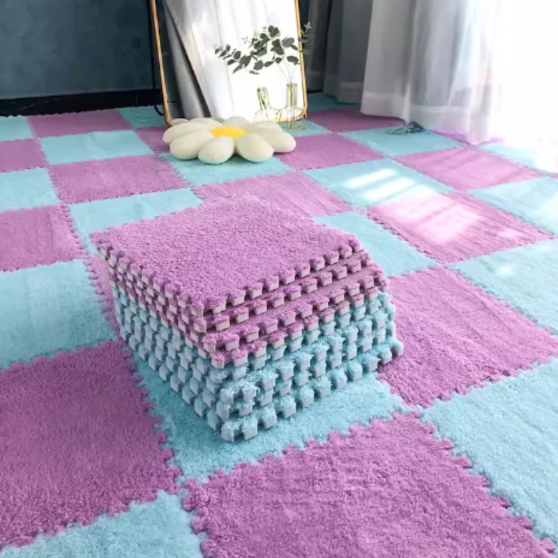 1/4/8/16 pçs quebra-cabeça de pelúcia espuma tapete eva espuma quebra-cabeça quarto sala estar decoração bloqueio área tapetes 30*30cm