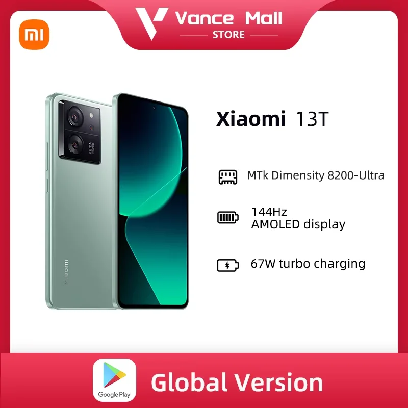 Versión Global Xiaomi 13T 5G Smartphone 144Hz AMOLED Displa 67W cargando 50MP Cámara Leica IP68 Agua MTK Dimensity 8200 Ultra