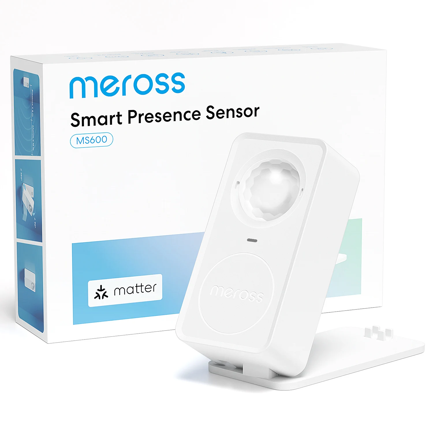 Meross Matter-Sensor de presencia humana WiFi, Detector de Radar con Sensor de detección de luminancia/distancia para hogar inteligente