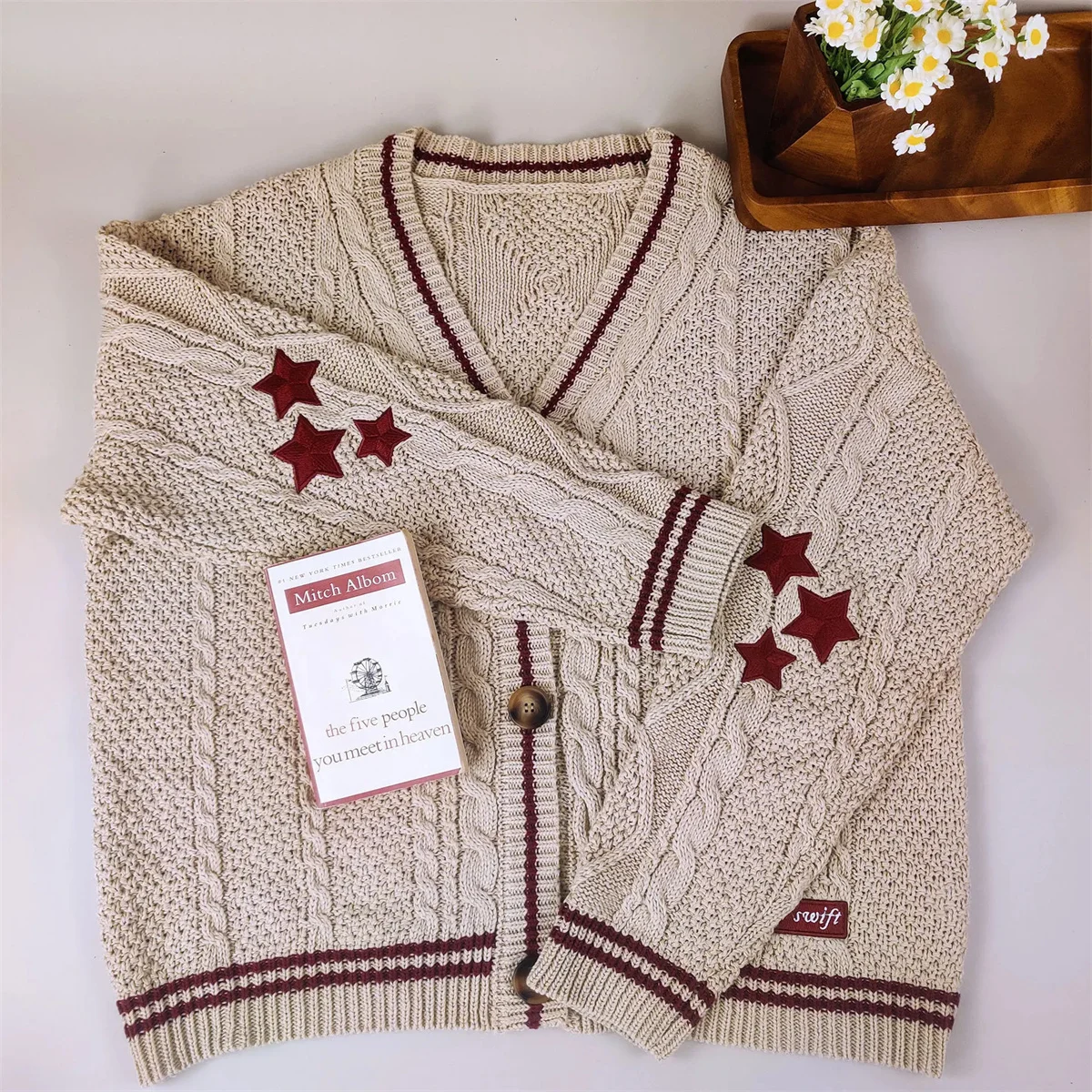 Malha impressão inverno cardigan camisola chique vintage estrela preppy manga longa outono decote em v estética retro único breasted suéteres