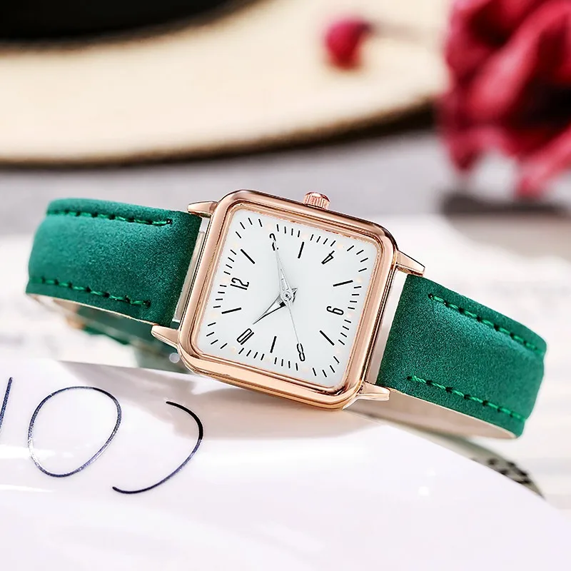 Reloj de cuarzo Simple a la moda para Mujer, Reloj de pulsera para Mujer, Reloj informal de cuero rojo para estudiantes de negocios