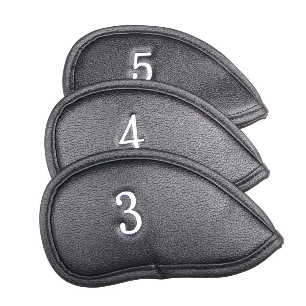 12 unids/set portátil PU Golf Club cubiertas de cabeza de hierro Protector de cabeza de Golf conjunto de cubierta de cabeza de hierro de Golf