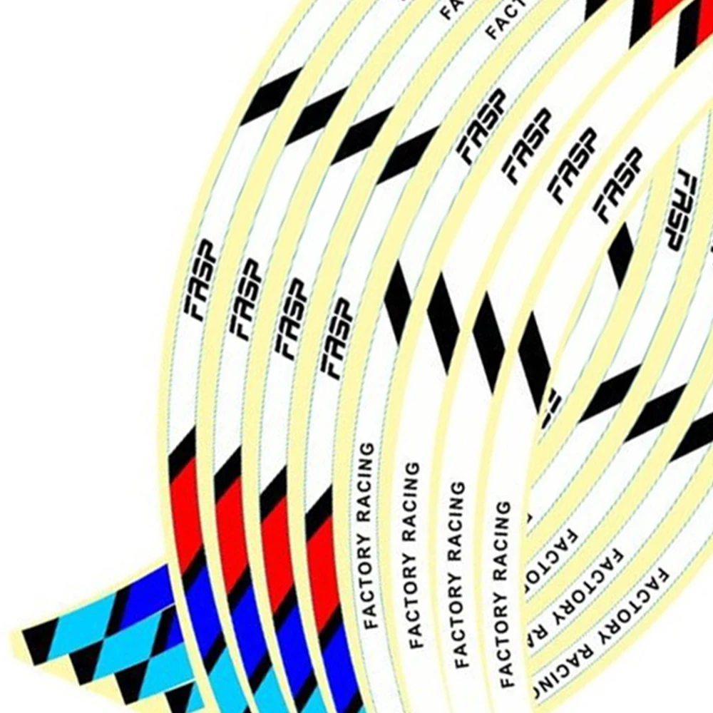 16 pieces Striped Motorcycle Wheel Sticker Car Reflective Rim Tape Motorcycle Bicycle Car Decal Waterproof Modification Sticker