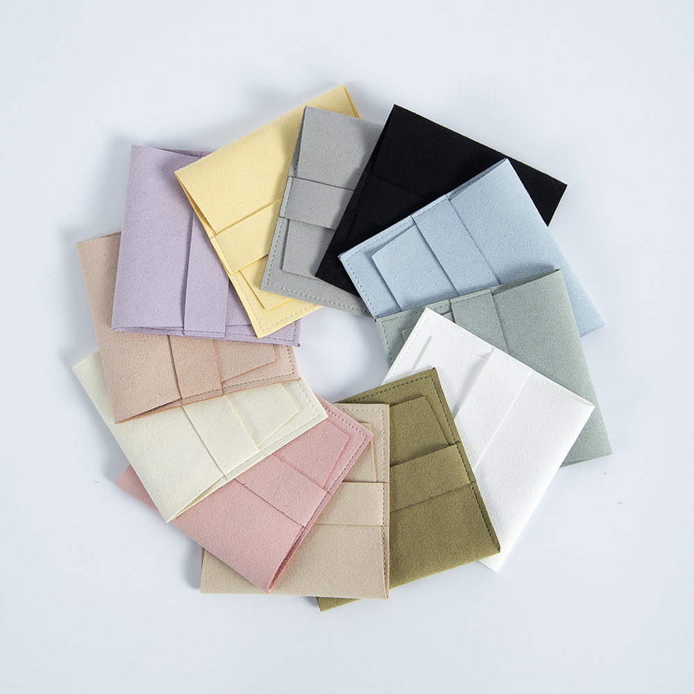 女性のためのマイクロファイバージュエリーバッグ,イヤリング,小さな名刺のパッケージ,結婚式のゲストのための小さな注意,キャンディーバッグ,5個。