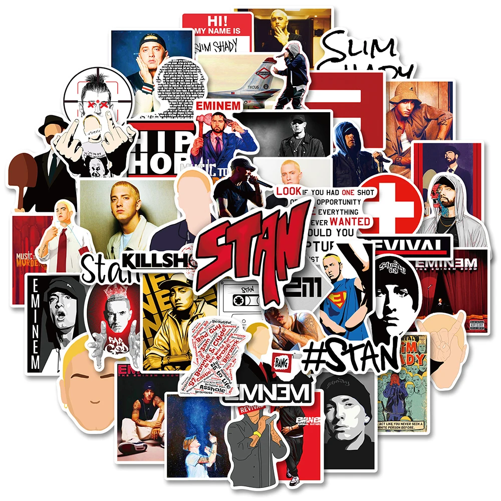 10/30/50 Uds. Pegatinas de rapero Eminem Hip Hop coche motocicleta equipaje de viaje teléfono guitarra portátil pegatina de grafiti calcomanías geniales
