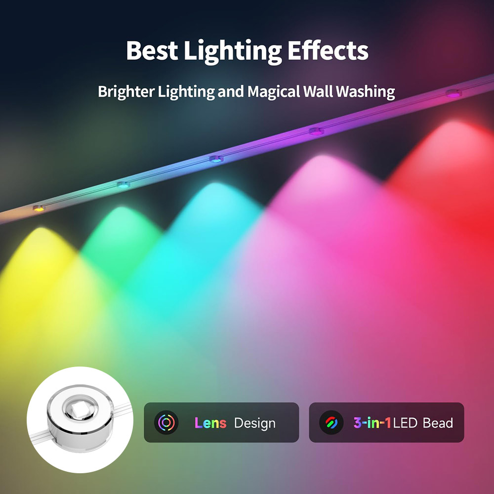 スマートrgbic eavesライト,屋外装飾,パーマネント,防水,庭の装飾,Alexa, Googleアシスタントと連携