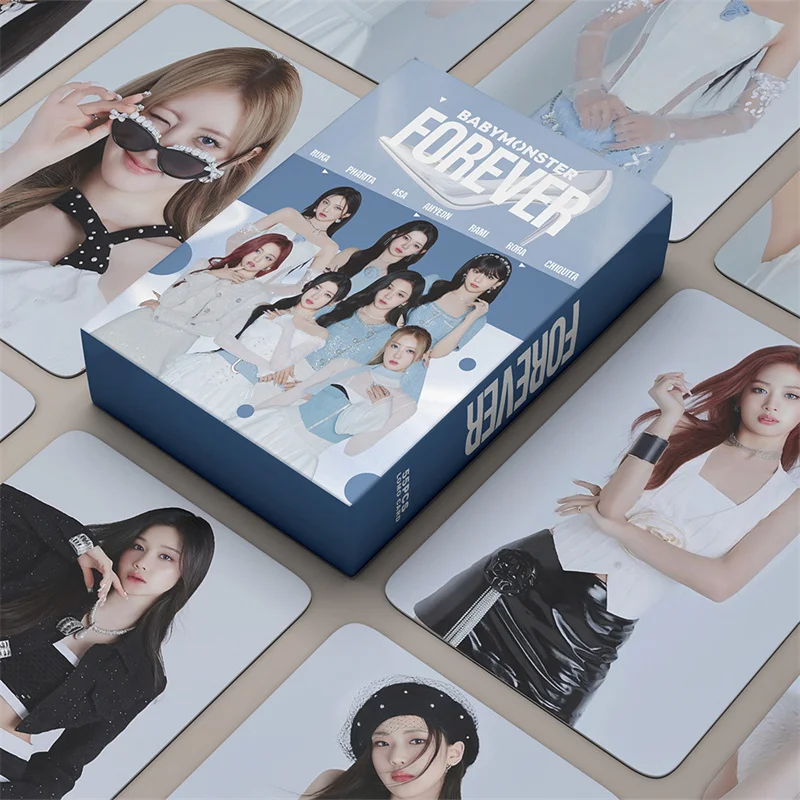 55 unids/set KPOP BABY MONSTER álbum para siempre un solo ventilador regalo coleccionable soporte foto tarjeta LOMO tarjeta AHYEON HARAM RORA postal