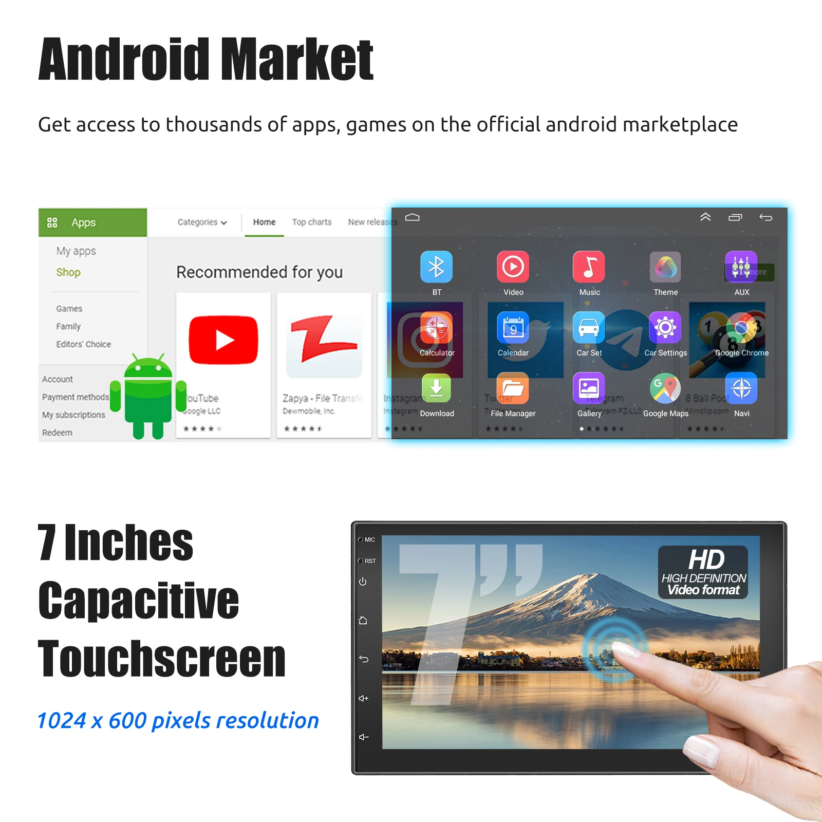 ESSGOO 7 9 10 "Radio de coche Android Auto Carplay reproductor Multimedia estéreo de coche Universal WIFI GPS Autoradio sistemas inteligentes de coche