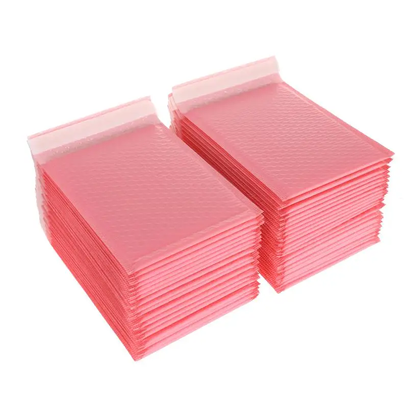 50 pçs/lote sacos de envelope de espuma rosa auto selo mailers acolchoados envio envelopes com bolha saco de envio pacotes de presente saco