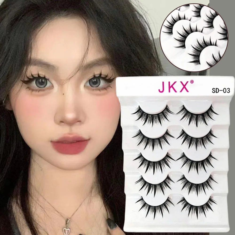 Pestañas postizas de aspecto húmedo para mujer, maquillaje de Anime, gruesas y dramáticas, grupos de hadas, 5 pares