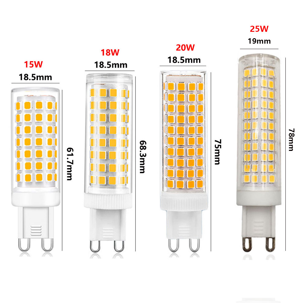10 Uds. Bombilla LED sin parpadeo G9 9W 25W 3000k 4000k 6000k AC110/220V 2835 luz de maíz 136 luz de araña led reemplazar 100w halógeno