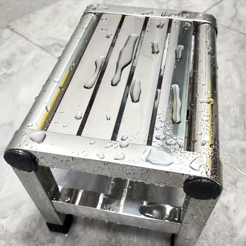 Taburete multifuncional de acero inoxidable: taburete duradero, grueso y resistente, ideal para sala de estar, baño, cocina, pasillos