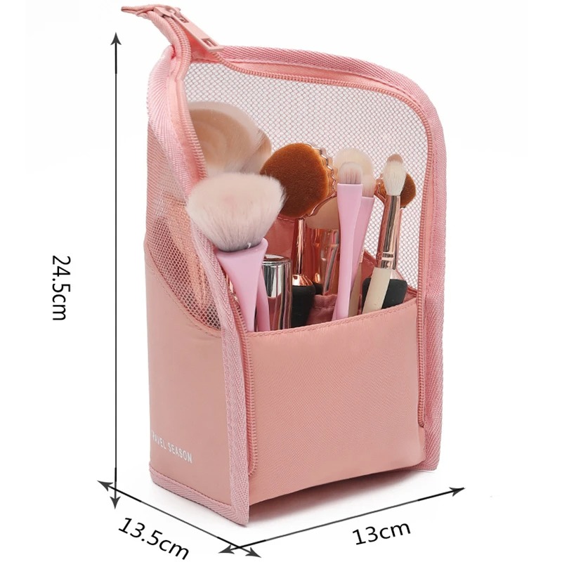 Borsa per cosmetici da 1 pezzo per donna Borsa per trucco con cerniera trasparente Borsa da toilette per organizer porta pennelli per trucco femminile da viaggio