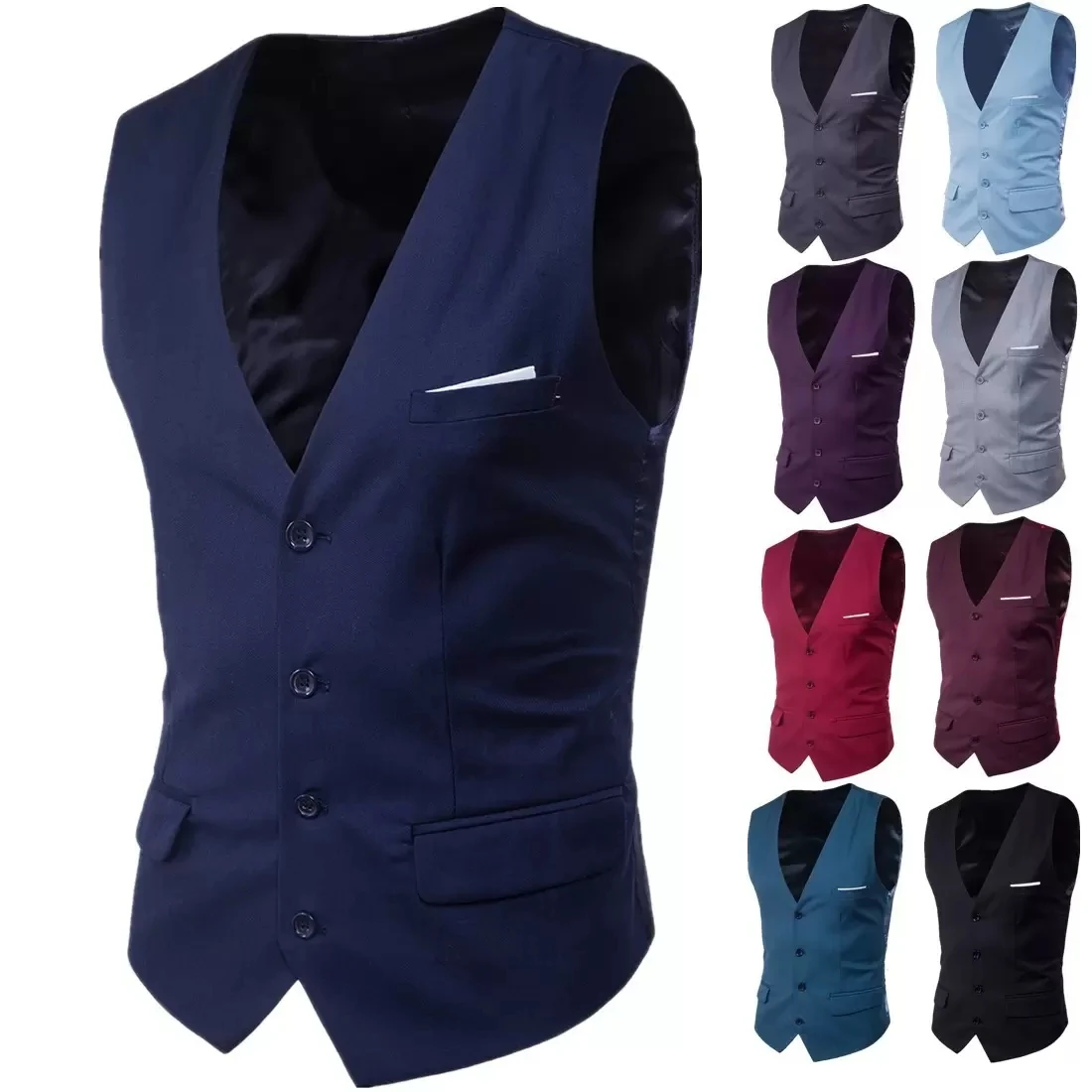 Wysokiej jakości męska kamizelka garniturowa biznesowa casual slim dla pana młodego drużby weselnej kamizelki do garnituru marynarki na formalne przyjęcia