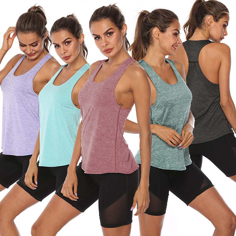 VEQKING Camisetas sin mangas de entrenamiento con espalda cruzada para mujer, camisas de yoga para entrenamiento de carrera, chaleco deportivo de yoga para fitness, camisas deportivas para gimnasio