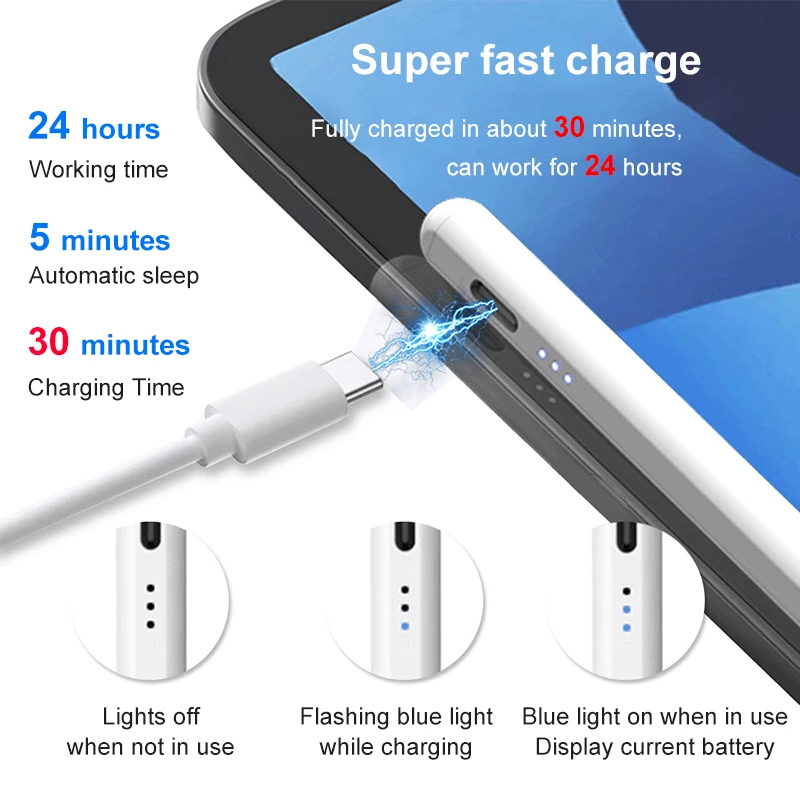 For Apple Pencil 2 1 For iPad Pencil Bluetooth Stylus Pen for iPad A16 Air 11 M2 M3 Pro 12.9 10.2 10.9 Mini 6 for Apple Pencil