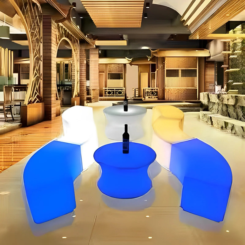 Creative Curved RGB Light Up Bar Stool,Multi-Color LED for KTV Party Garden Café,Glowing Outdoor Indoor Seat with Remote Control