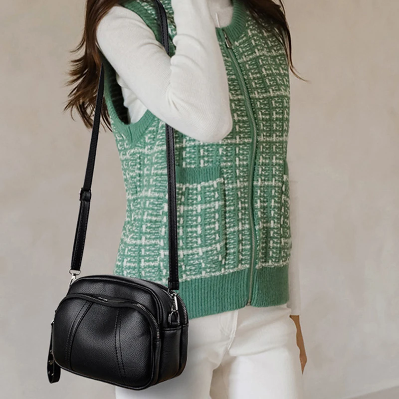 สีทึบแฟชั่นRivetซิปผู้หญิงโทรศัพท์มือถือกระเป๋าหนังนุ่มไหล่Crossbodyกระเป๋าสี่เหลี่ยมเล็ก