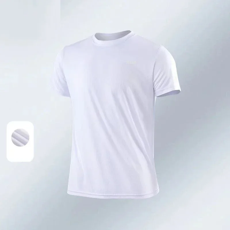 Camiseta informal de verano para hombre, camisetas blancas de manga corta, camisetas sólidas con cuello redondo, camisetas de secado rápido para gimnasio y correr, ropa masculina