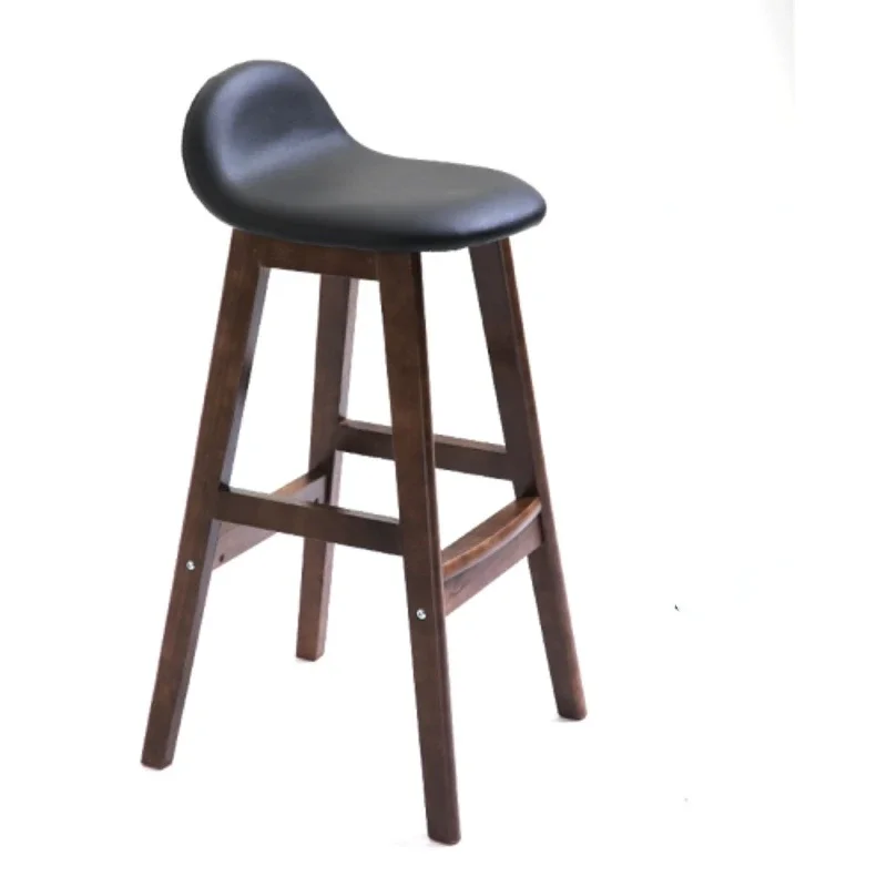 Silla de Bar nórdica de madera maciza, taburete alto americano para el hogar, taburetes de Bar con respaldo Simple y moderno creativo para cocina