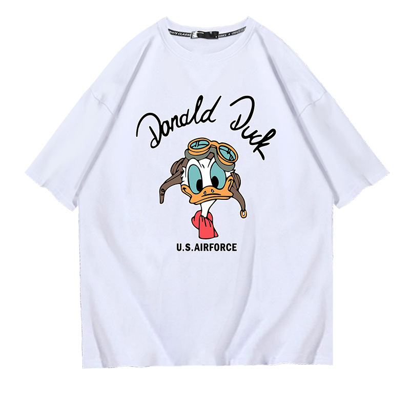 Donal Bebek Kaus Lengan Pendek Disney Uniseks Atasan Fashion Longgar