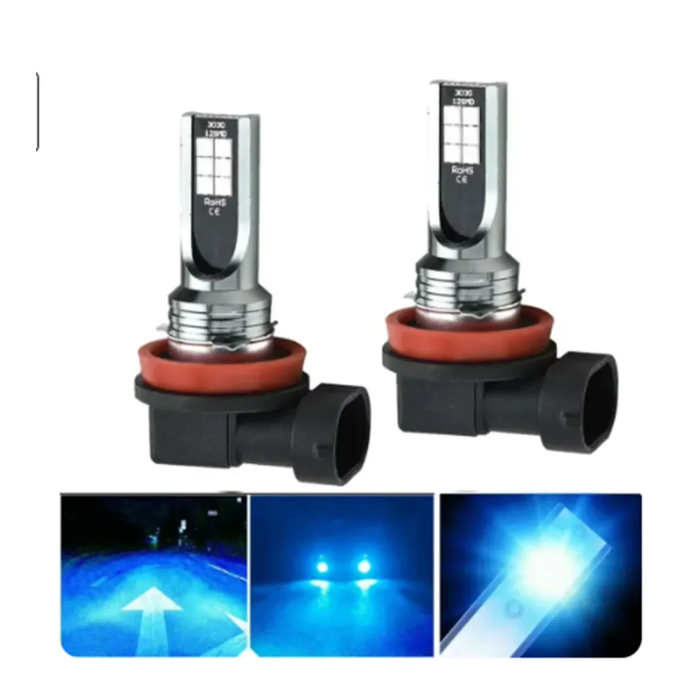 2pcs H8 H9 H1 H3 Led H11 9005 HB3 9006 HB4 자동차 CSP LED 안개 헤드 라이트 전구 6000K 흰색 자동 안개 램프 주간 러닝 라이트