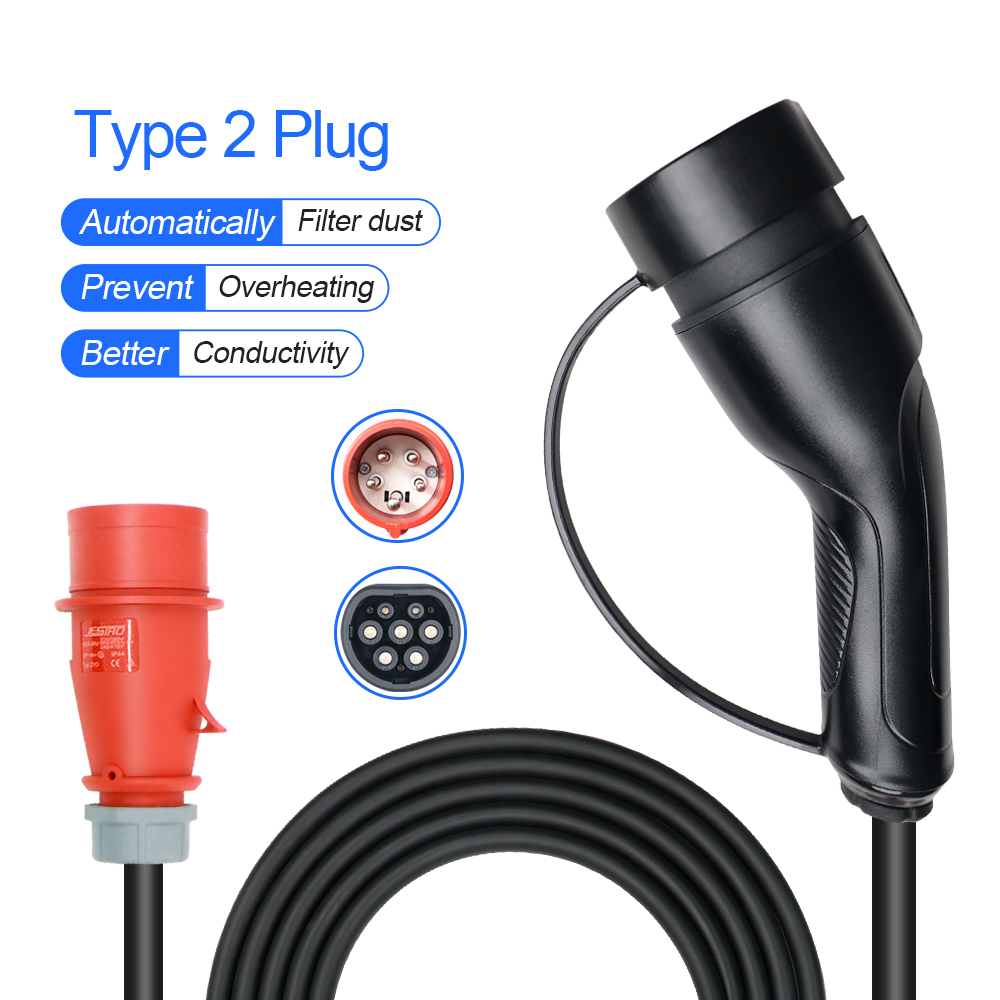 Kolanky Carregador EV Portátil, 7m CEE Plug para carro elétrico, Wi-Fi, App, Versão Bluetooth, EVSE, Cabo de carregamento, 3 Phase, Tipo 2, 11KW, 16A