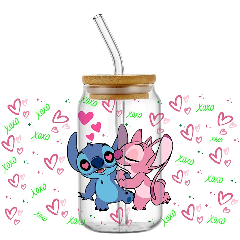 UV DTF tasse tasse enveloppes Miniso belle bande dessinée point 3D transfert autocollant pour 16oz Libbey lunettes tasse étanche autocollant bricolage