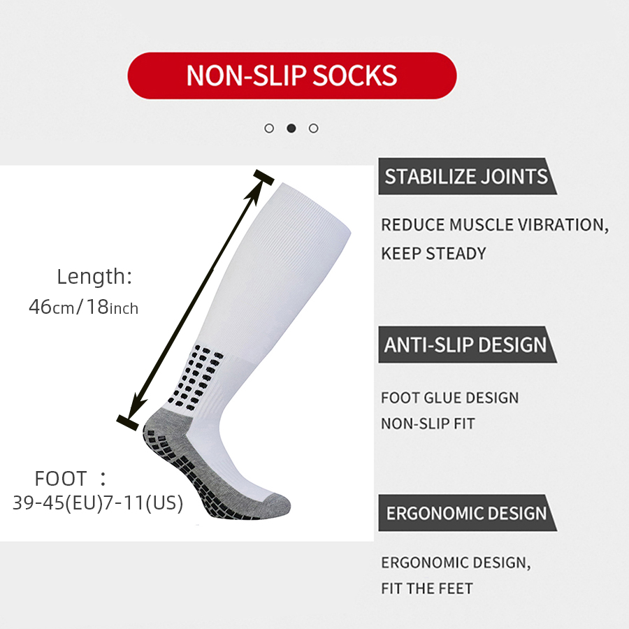 ANTI SLIP Fußballsocken, mittlere Wade, rutschfeste Fußballsocken mit Silikonunterseite, mittelhohe Radsport-Sportsocken für Herren
